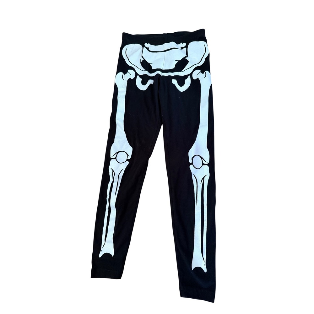 American Apparel Skeleton Leggings Black White Bone Print Halloween Goth Alt
